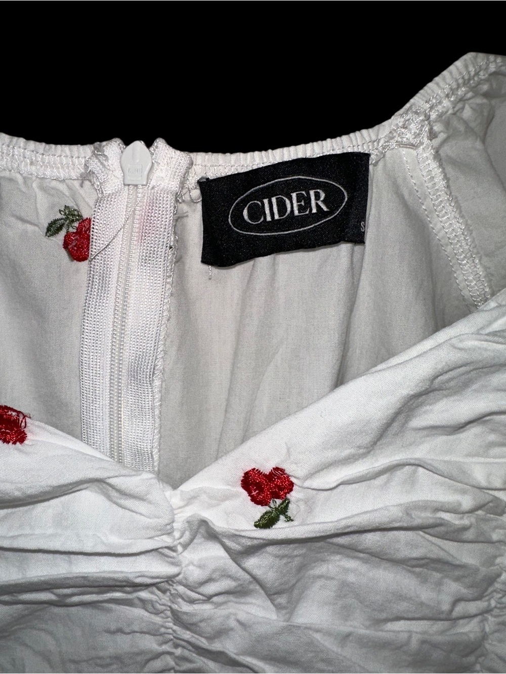 CIDER CHERRY EMBROIDERED COTTON DRESS - Picture 3 of 3